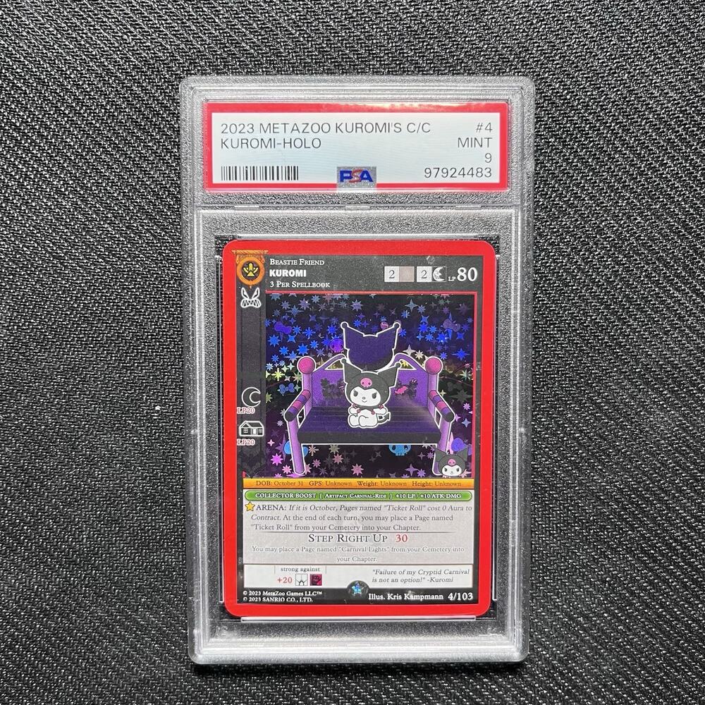 MetaZoo Kuromi PSA 9 Mint Kuromi's Cryptid Carnival 4/103 Holo Sanrio 6